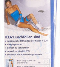 ILLA Einweg Dusch-Schutzfolie für das Knie lang, Grösse 3, 80 x 40 cm, 1 Beutel mit 5 Stück - 35332